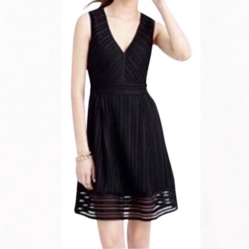 J Crew Black Eyelet Fit and Flare Dress
